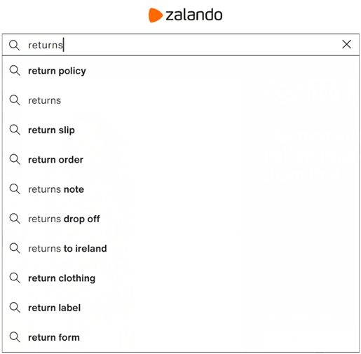 Digital self-service - Zalando search screenshot - translation agency LocAtHeart